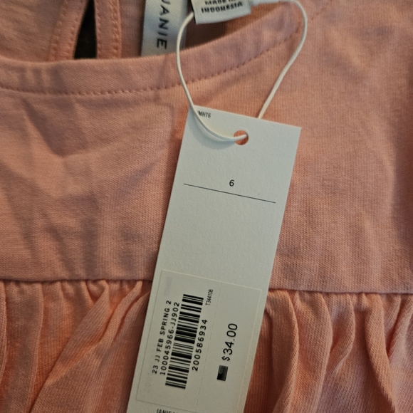 Janie and Jack tiered Ruffle 100% cotton jersey top Quartz pink Size 6 NWT - Picture 3 of 6